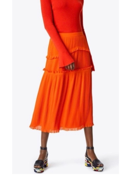 Tory Burch Dresses & Skirts - NWOT💝Tory Burch Stella Midi Skirt in Spicy Orange